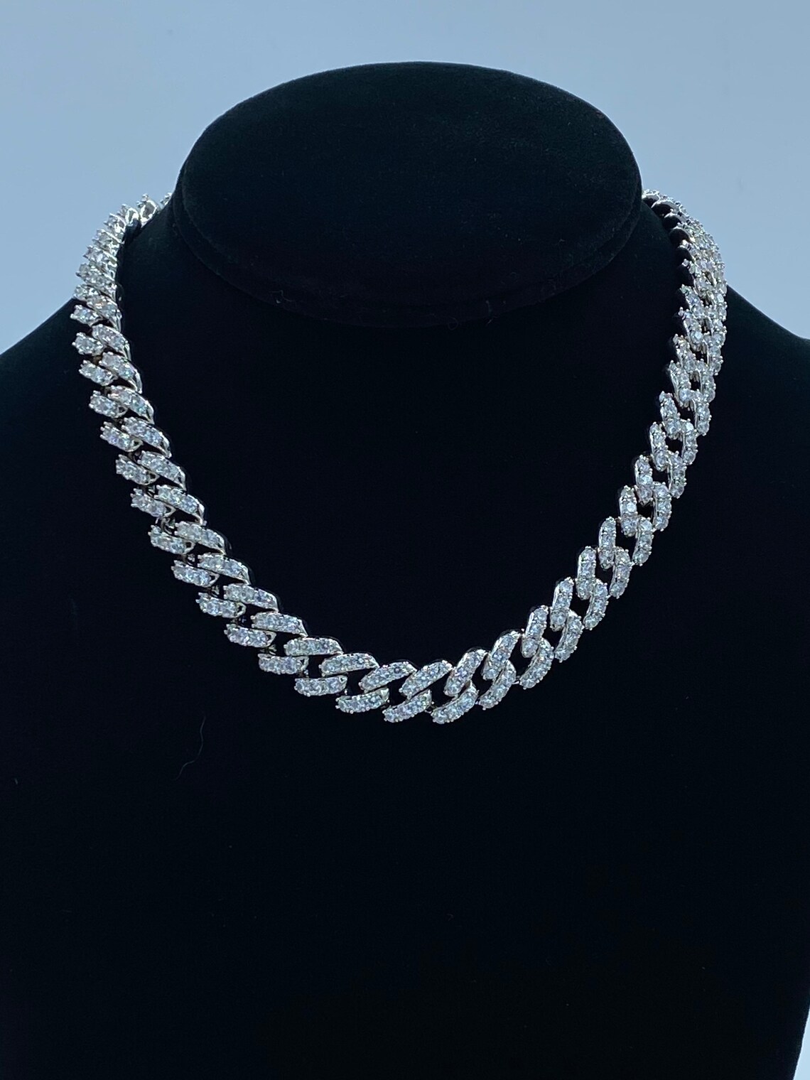 Diamond Cuban Linked Necklace Chain Solid 22K White Gold Etsy