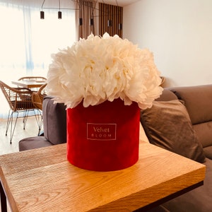 XXL Peony flowerbox, Real touch flowers arrangement, artificial flowers centerpiece, Silk flower hat gift box, Real touch flower homedecor