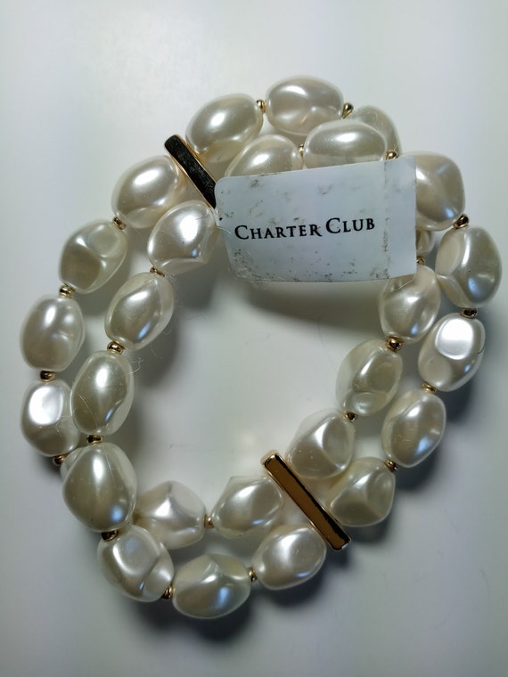Macys Charter Club Three 3 Row Simulated Pearl and Gold Tone 17” Necklace -  NEW | eBay