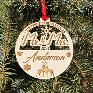 Our First Christmas Married Ornament | Married First Christmas | First Christmas Ornament | Family Gift |Mr and Mrs Ornament |2021 Ornament