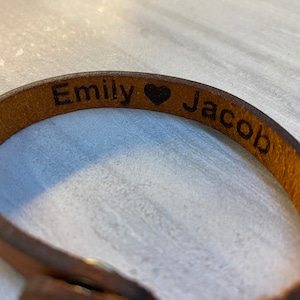 Personalized Genuine Leather Brown Leather Bracelet - Free engraving on the inside.  Our little secret. No one else has to know.