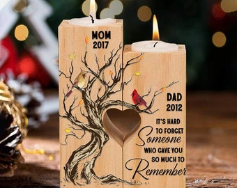 Memorial Candle Holder It's Hard To Forget Someone To Remember Custom Name Date Candle Holder Cardinal Candlestick Gift Wooden
