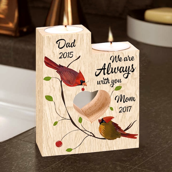 Always With You Cardinal Memorial Personalized Candle Holder