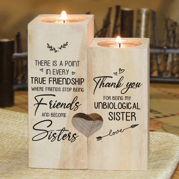 To My Bestie Candle Holder Thank You For Being My Unbiological Sister Where Friends Stop Being Friends And Become Sisters Candleholder