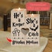 He's A Keeper She's A Catch Potterheads Couple Candle Holder Wood Candle Holder Custom Gift for Family Friends Birthday Movie Fans 