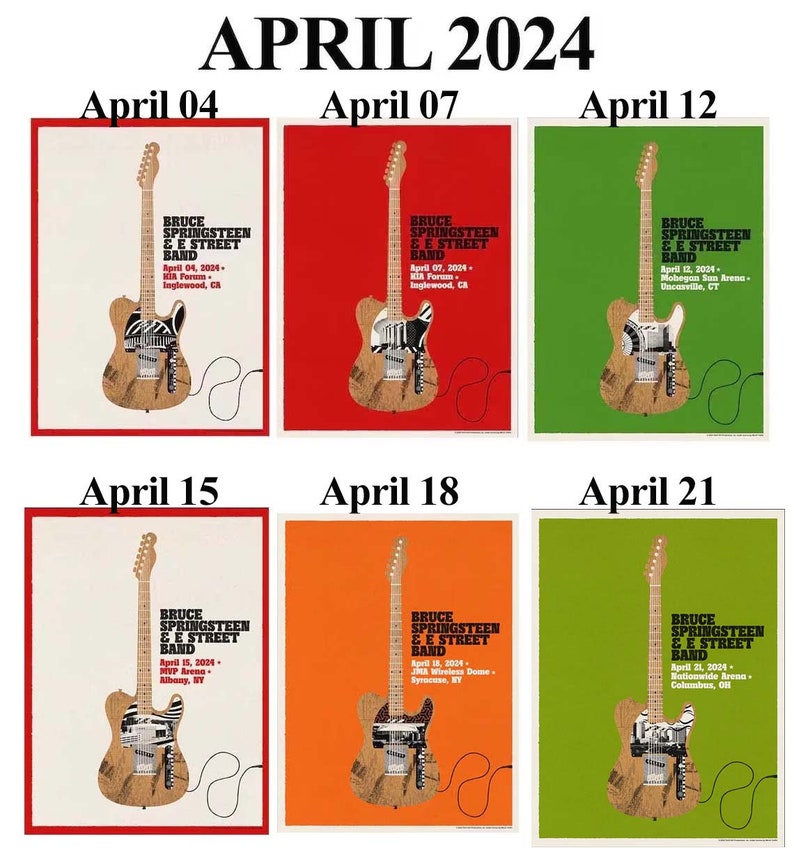 Bruce Springsteen and & the E-Street Band World Tour Columbus, OH April 21st, 2024 Custom Date And City Tour 2023 Poster zdjęcie 1