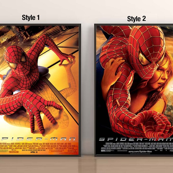 Spiderman 2002 Movie Poster, Canvas Poster Printing, Classic Movie Wall Art for Room Decor, Great gift to give