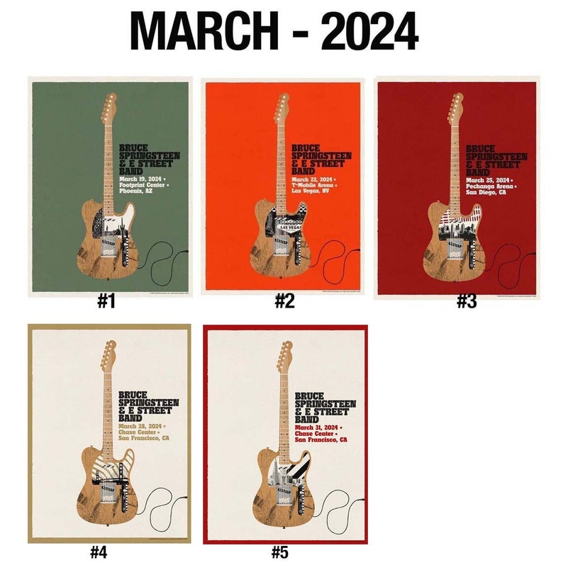 Bruce Springsteen and & the E-Street Band World Tour Columbus, OH April 21st, 2024 Custom Date And City Tour 2023 Poster zdjęcie 2