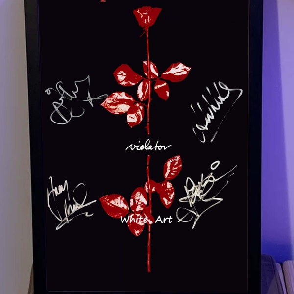 Depeche Mode - Póster firmado con portada del álbum de música Violator, pintura decorativa de pared, decoración para sala de estar y dormitorio, marco de regalo