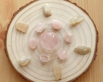 PRESENTE DE FERTILIDADE, CRISTAIS para Fertilidade, Cristais de Fertilidade, Pedras de Fertilidade, Kit de Grade de Cristal, Cristal de Quartzo Rosa, Cristal de Pedra da Lua