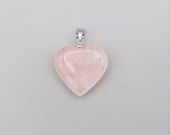 ROSE QUARTZ CRYSTAL Heart Pendant, Heart Healing, Small