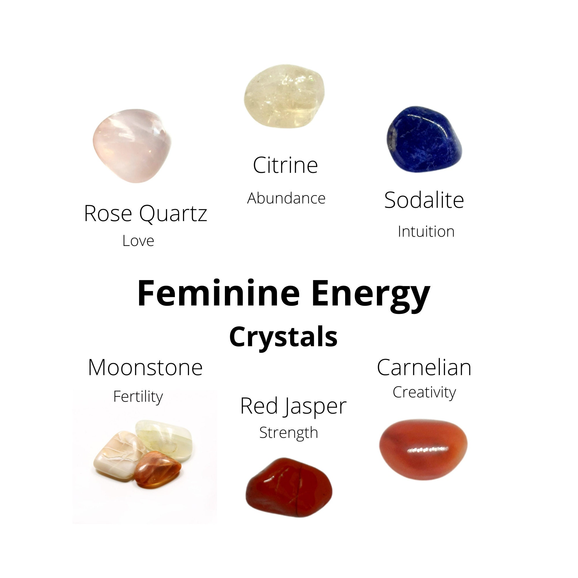 FEMININE ENERGY CRYSTALS, Love, Intuition, Sensuality, Mental Clarity,  Focus, Creativity, Fertility, Strength - Etsy