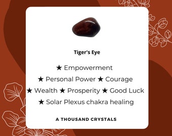 CONFIDENCE, GOOD FORTUNE, Willpower Stone, Tiger's Eye Tumbled Stone, Loose Tigers Eye, Tigers Eye Gemstone, Tigers Eye Crystal, Reiki Stone