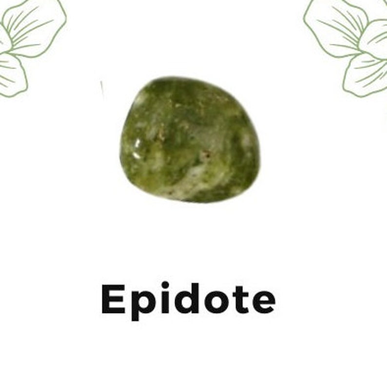 EPIDOTE TUMBLED STONE, Cristaux et pierres de guérison, opportunité, bonne chance, compassion, empathie, amour, équilibre émotionnel, guérison, cœur image 1