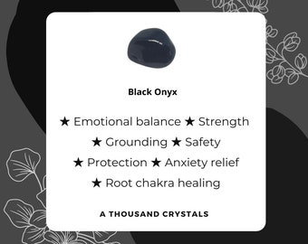 GEMINI BIRTHSTONE, Trust, Safety, Security, Healing Crystal, Polished Black Onyx, May Birthstone, June Birthstone