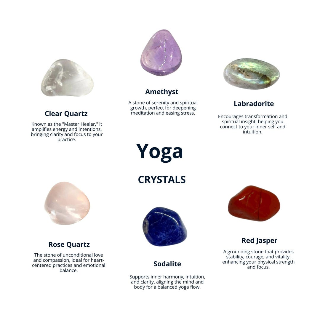 Yoga Crystal Set: Clear Quartz, Amethyst, Labradorite, Rose Quartz