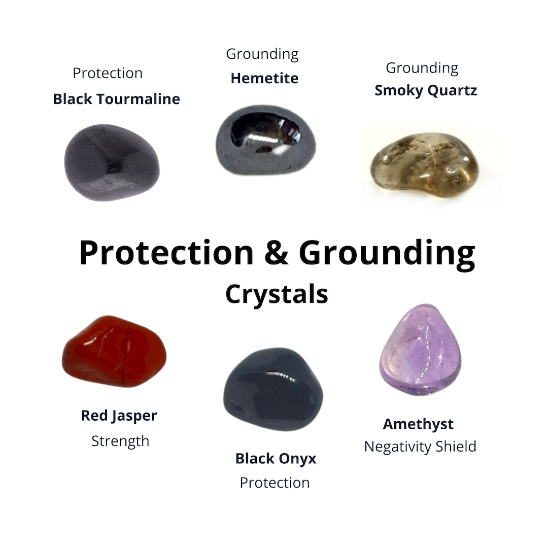 Protection and Grounding Crystal Set: Black Tourmaline, Hematite, Smoky  Quartz, Red Jasper, Black Onyx, Amethyst, Healing Crystals