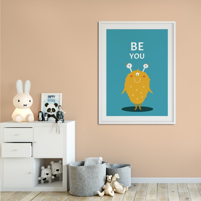 Modern Home Design Cute Animal Digital Poster Nursery Wall Art Be You Monsters Printable Art Kids Room Decor Quote Art Perfect Gift