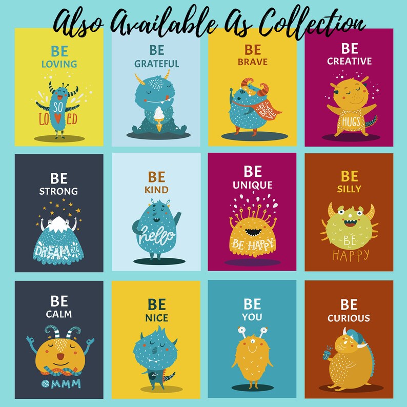 Modern Home Design Cute Animal Digital Poster Nursery Wall Art Be You Monsters Printable Art Kids Room Decor Quote Art Perfect Gift