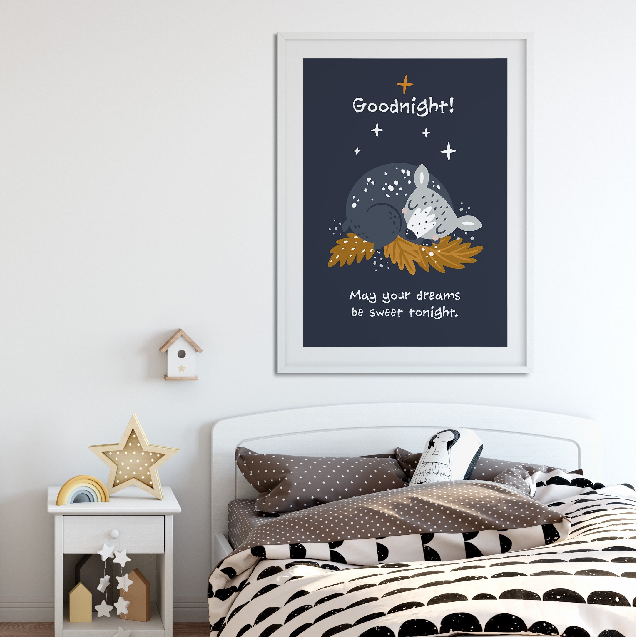 Good Night Deer Printables Kids Room Wall Art Nursery Decor Etsy