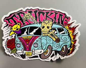 Colorful dead bear VW sticker