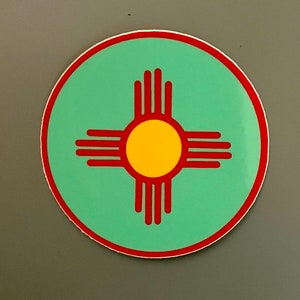 Turquoise and Red Zia Symbol New Mexico Sticker