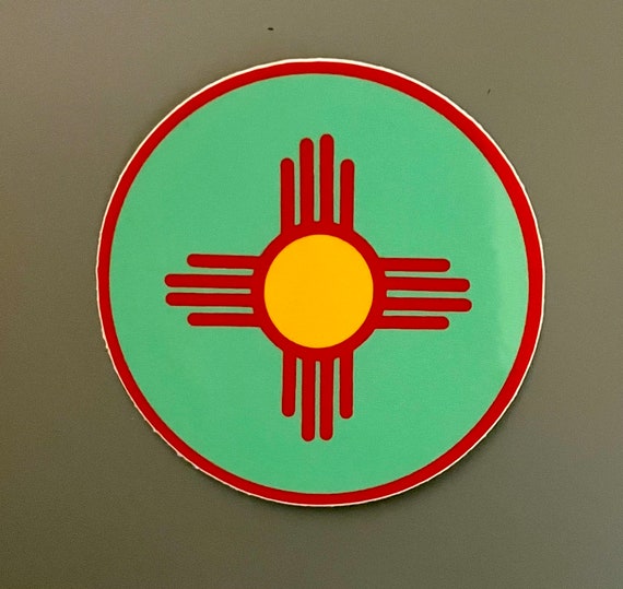 Turquoise and Red Zia Symbol New Mexico Sticker
