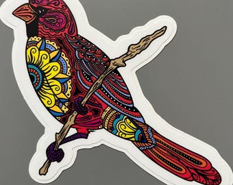 Colorful Red Cardinal Decorative Sticker
