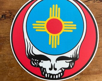 Large Turquoise Zia Symbol New Mexico Stealie Sticker