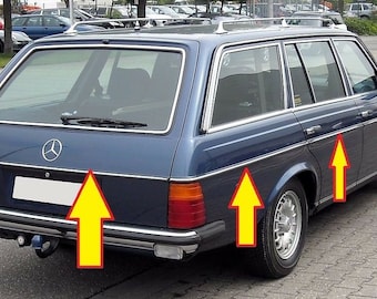 Mercedes W123 Station Wagon Estate Body chrome moulding trims 9 Pieces set with Clips