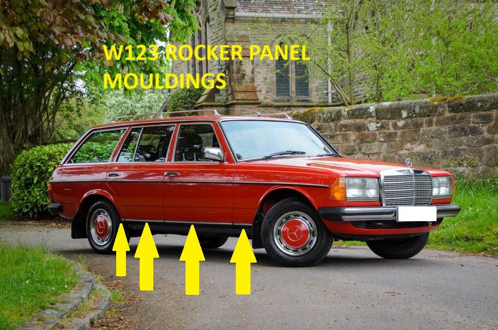 OEM Mercedes-Benz W114 Coupe Rocker Panel Lower Mouldings - Pair (Left & Right)