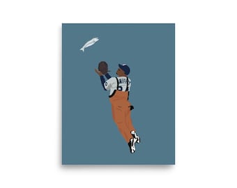 Ken Griffey Jr Fish Catch Illustration Print