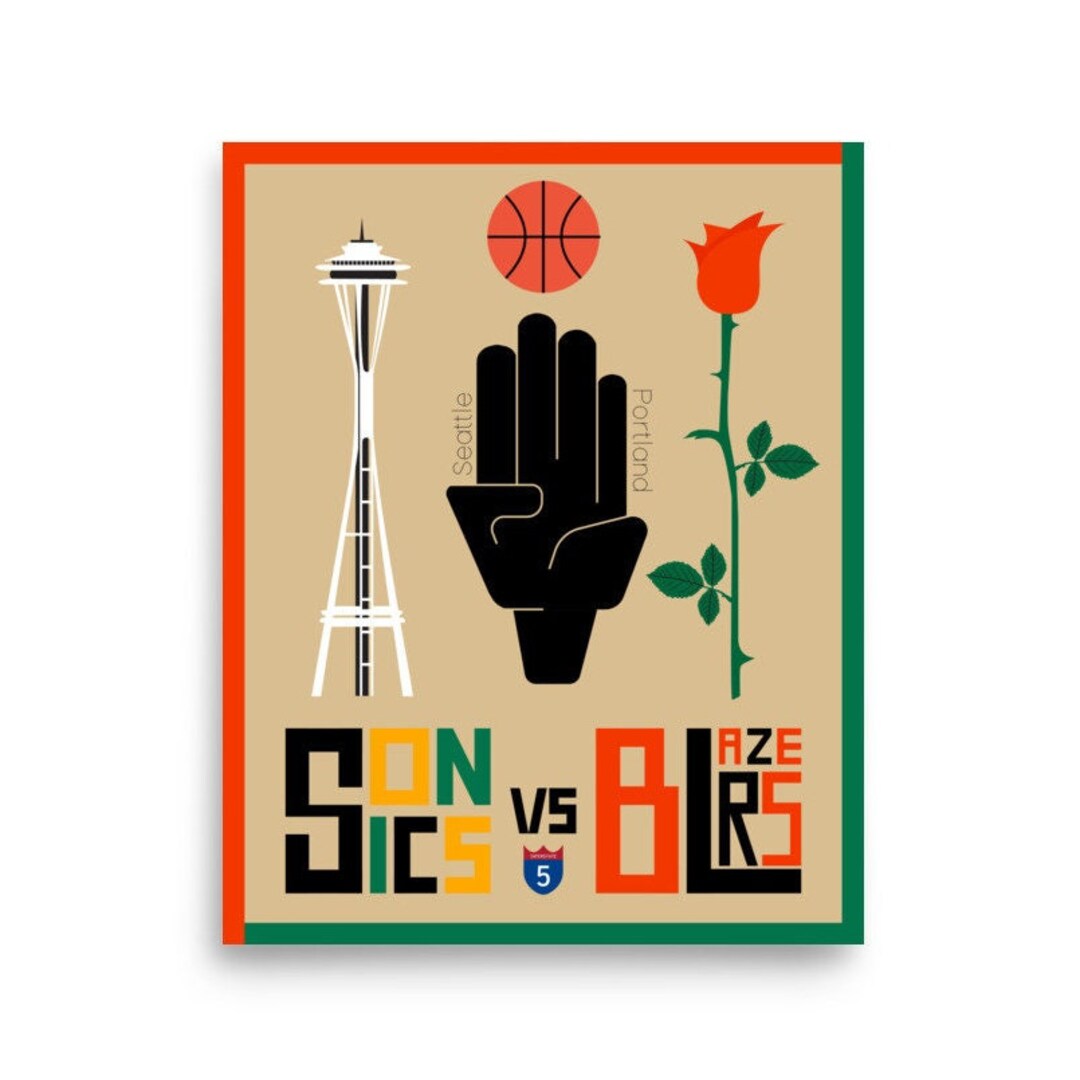Seattle Vs Portland Basketball Part 2: Tip off Print - Etsy