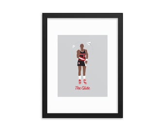 Portland Trailblazer Clyde The Glide Framed Print