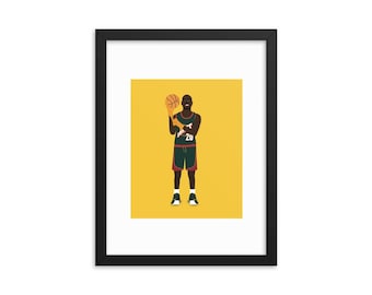 NBA Legend "The Glove" Gary Payton Framed Print