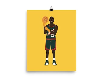 NBA Legend "The Glove" Gary Payton Illustrated Print 8"x10"