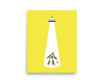 Abduct the Seattle Supersonic Back Illustration Print