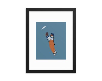 Ken Griffey Jr Fish Catch Illustration Print Framed 12x16