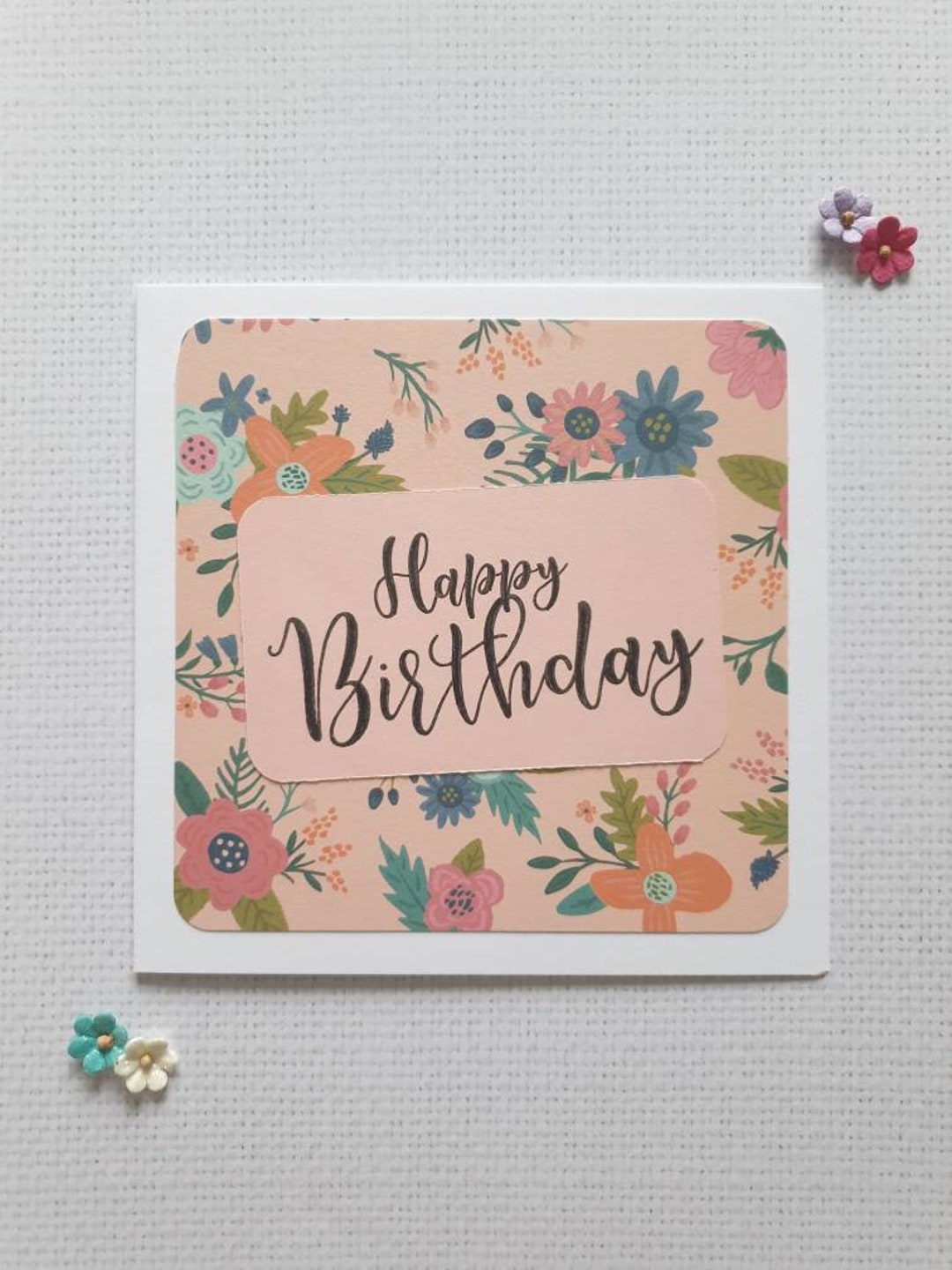 Floral Birthday Card Handmade Cards Happy Birthday - Etsy
