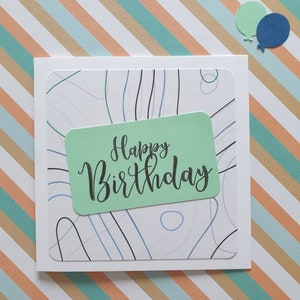 carte d'anniversaire minimaliste | Carte de voeux simple faite main | carte de visite non sexiste pour tous les âges | Blanc à l'intérieur | Carte d'anniversaire moderne