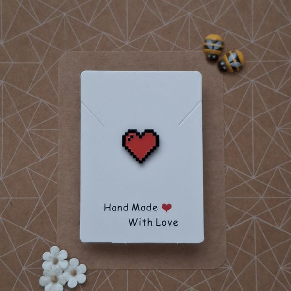 Tiny Pixel Heart Pin Badge | Enamel Heart Brooch | Cute Small Gift | Valentine or Everyday Accessory | Affordable UK Present