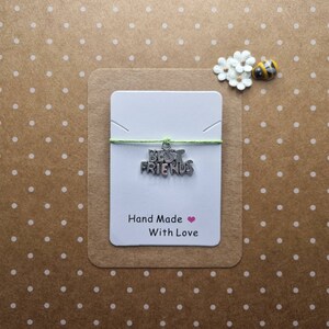 Braccialetto con ciondolo "Best Friend Wish" / Braccialetto con cordino dell'amicizia / Regalo "Esprimi un desiderio" / Piccolo gettone "BFF" / Pop in a Card UK