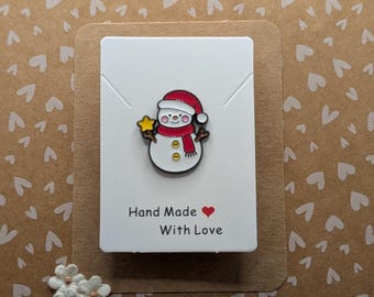 Snowman Enamel Pin Badge | Festive Lapel Brooch | Cute Christmas Gift | Stocking Filler
