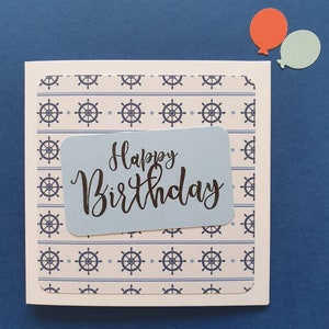 Nautical Birthday Card | Handmade Blue Card | Sea Theme Greeting | Small Affordable Gift