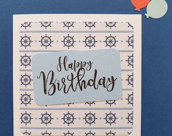 Nautical Birthday Card | Handmade Blue Card | Sea Theme Greeting | Small Affordable Gift