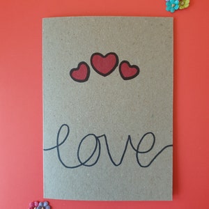 Biglietto d'amore per San Valentino / Biglietto minimale fatto a mano per lui o per lei / Biglietto romantico o di amicizia / Interno vuoto / Biglietto con messaggio d'amore