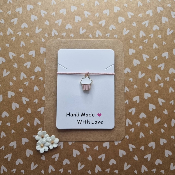 Cupcake Charm String Wish Bracelet - Petits cadeaux - Cordon de coton - Plus de couleurs disponibles