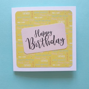 Faire un vœu d'anniversaire | Carte de voeux faite main de 5 x 5 po. | Conception de bougies | Intérieur vierge | Carte pour elle ou lui