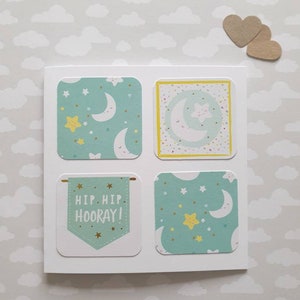 Moon New Baby Card | Handmade New Arrival Card | Gender Neutral Baby Card | Celestial Baby Congrats | Baby Shower Card