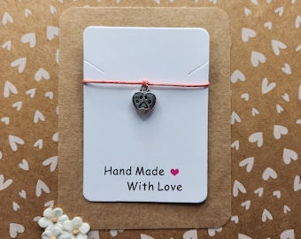 Paw Print Heart Wish Bracelet | Animal Lover Gift